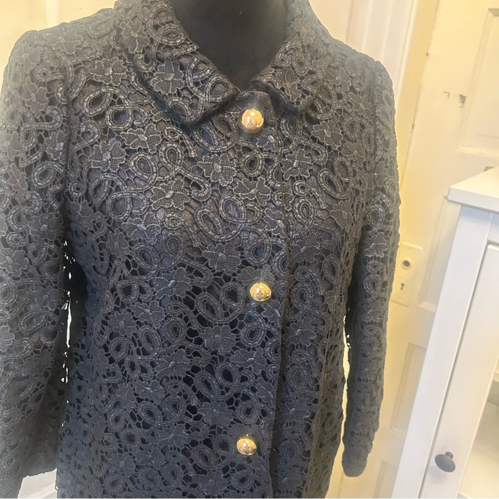 Kate Spade Black Lace Women's Coat Coquette Witchy Whimsy goth Small - Picture 2 of 10